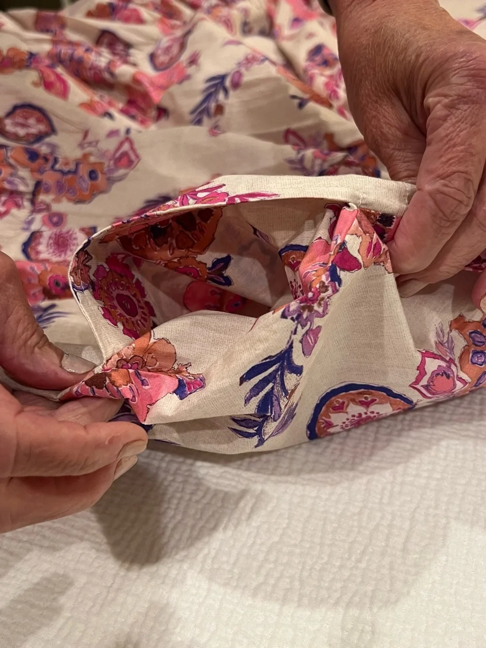 Oliphant Cream Maxi Dress with Pink & Purple Floral Print Small - Picture 9 of 10